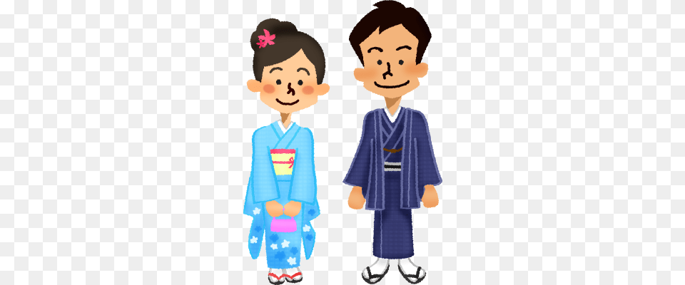Couple In Kimono Clipart Illustrations, Clothing, Gown, Formal Wear, Fashion Free Transparent Png