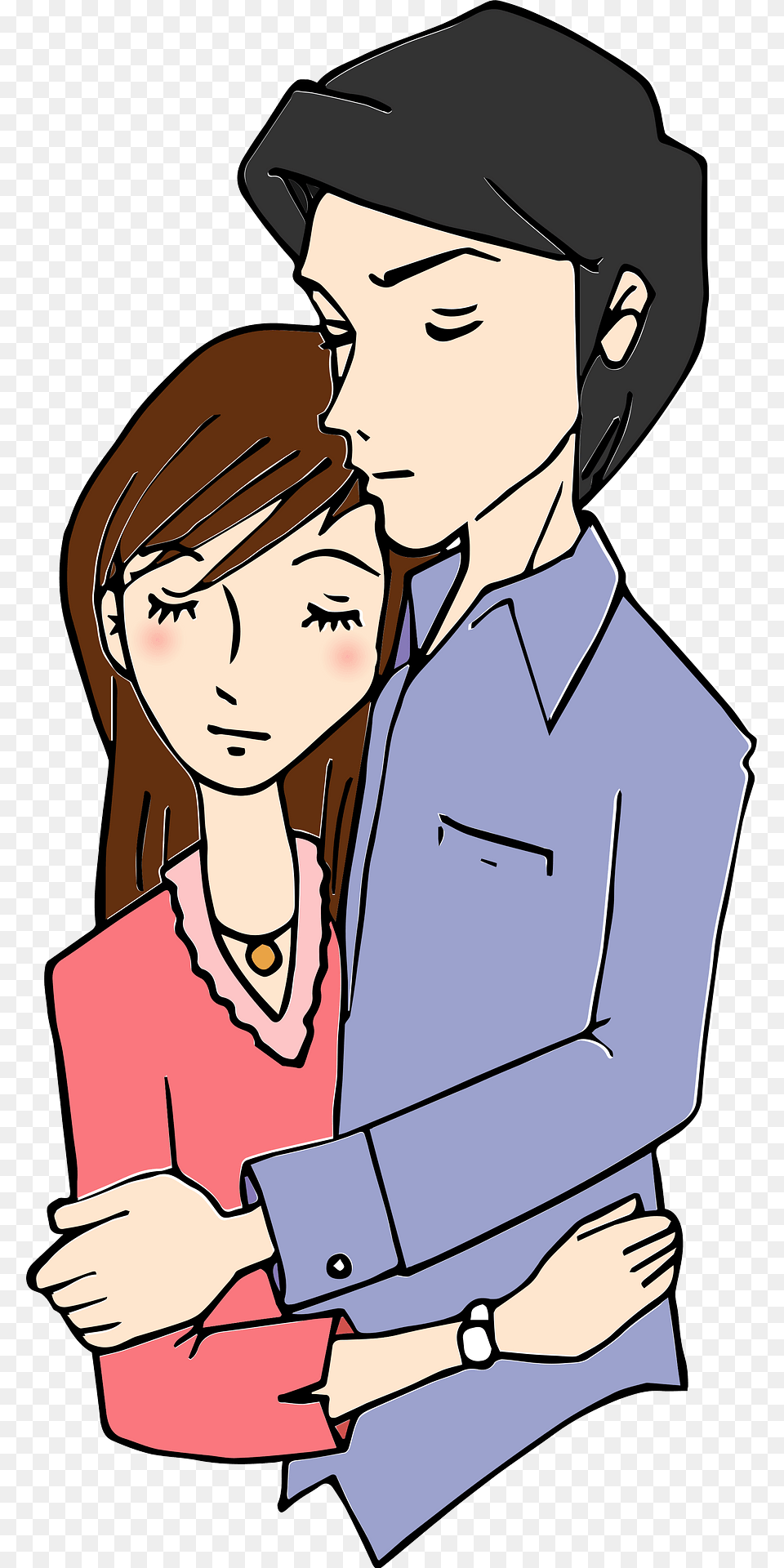 Couple In Love Are Hugging Clipart, Publication, Book, Comics, Person Free Png