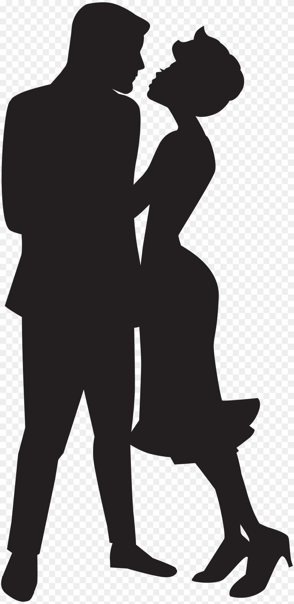 Couple In Love Silhouette Clip, Gray, Text Free Transparent Png