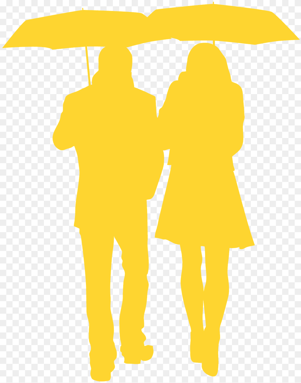 Couple In Rain Silhouette, Clothing, Coat, Adult, Female Free Png Download
