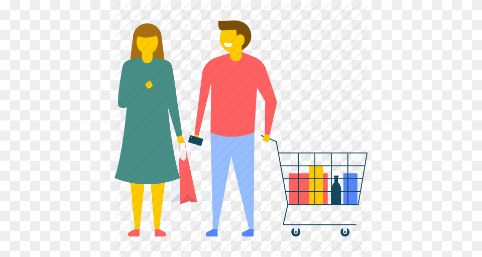 Couple In Supermarket Couple Shopping Family Shopping Husband, Person, Adult, Man, Male Free Png
