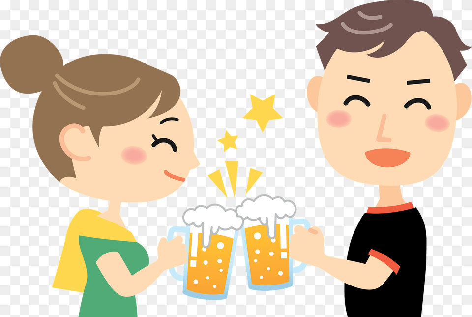 Couple Is Drinking Beer Clipart, Baby, Person, Face, Head Png Image
