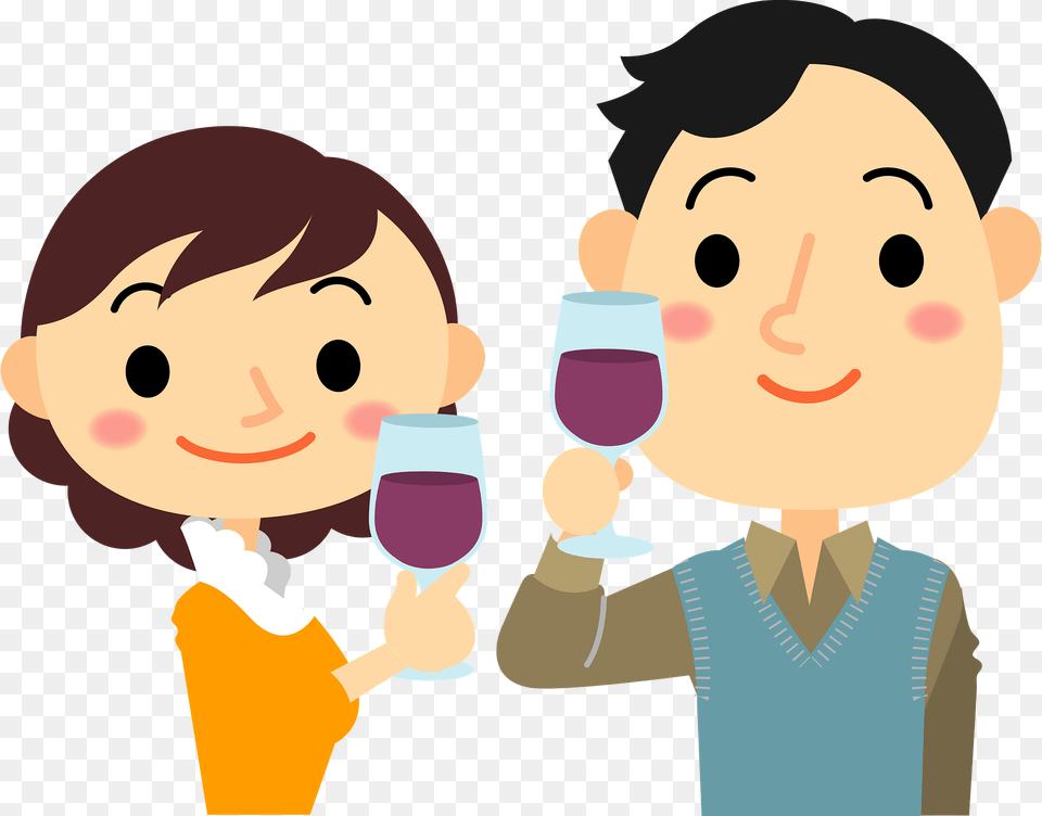 Couple Is Drinking Wine Clipart, Glass, Baby, Person, Face Free Png Download