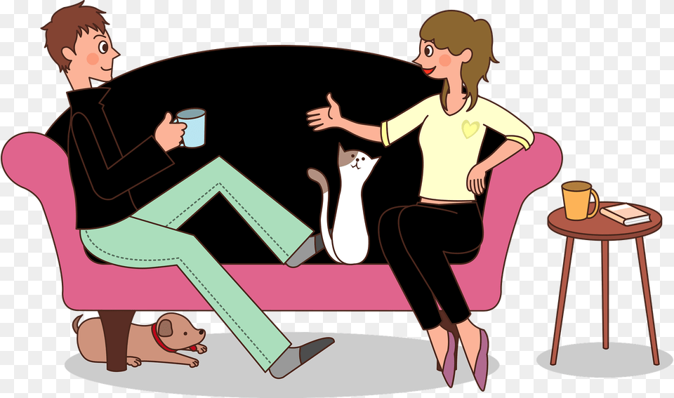 Couple Is Talking On The Sofa Clipart, Adult, Person, Furniture, Female Free Png Download