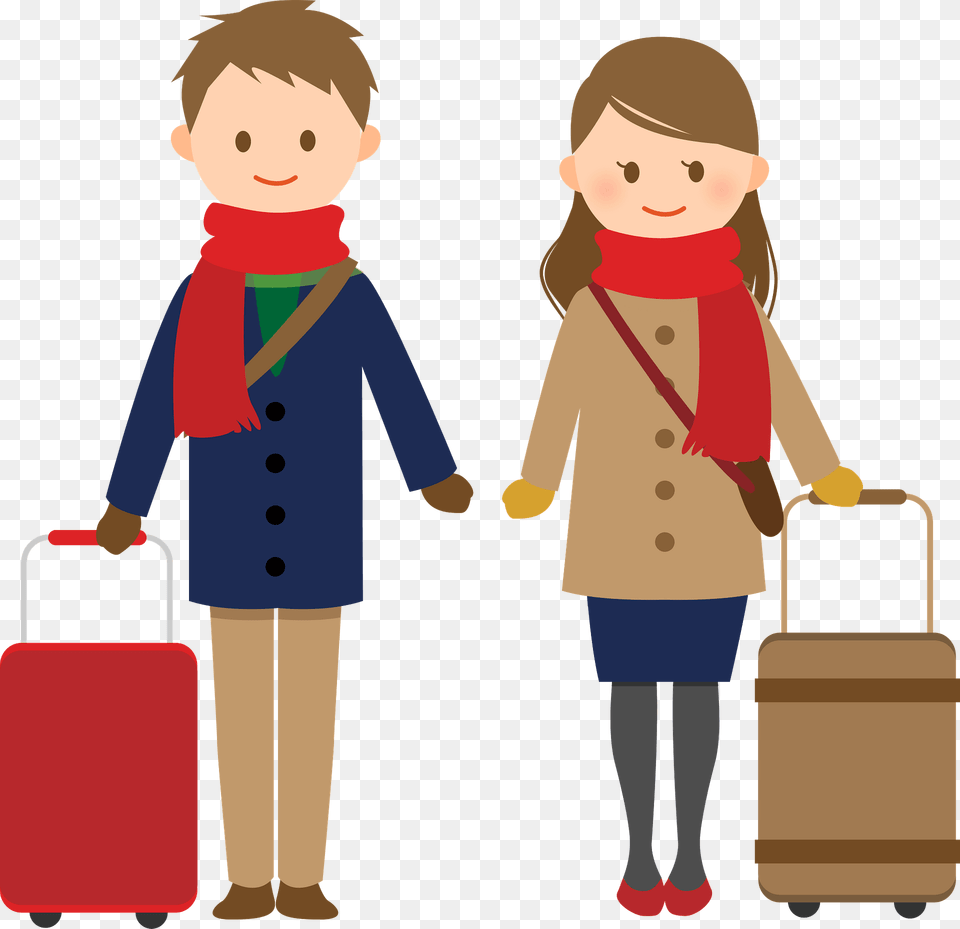 Couple Is Traveling Clipart, Baggage, Person, Face, Head Png Image