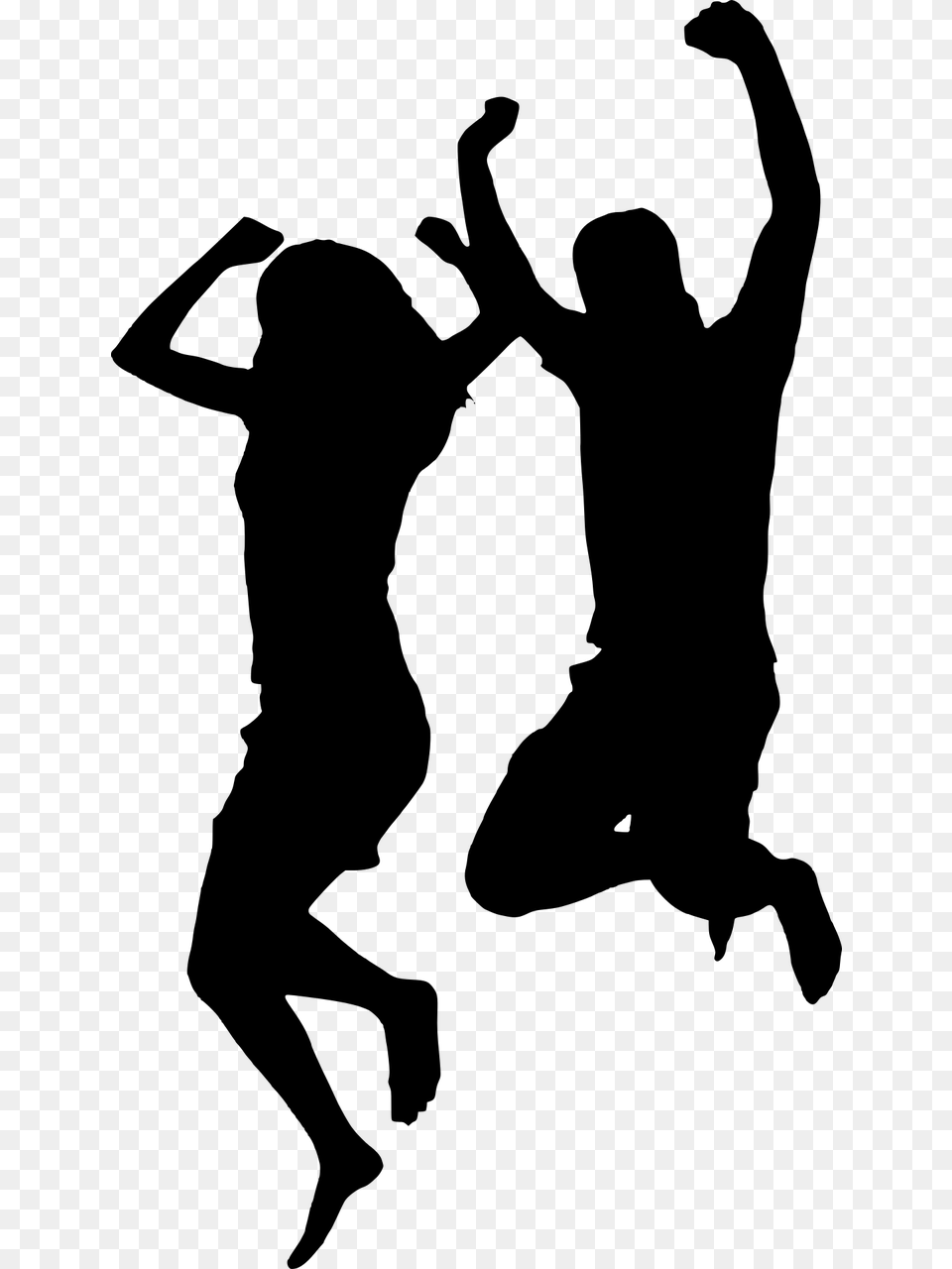 Couple Jumping Silhouette, Gray Png Image