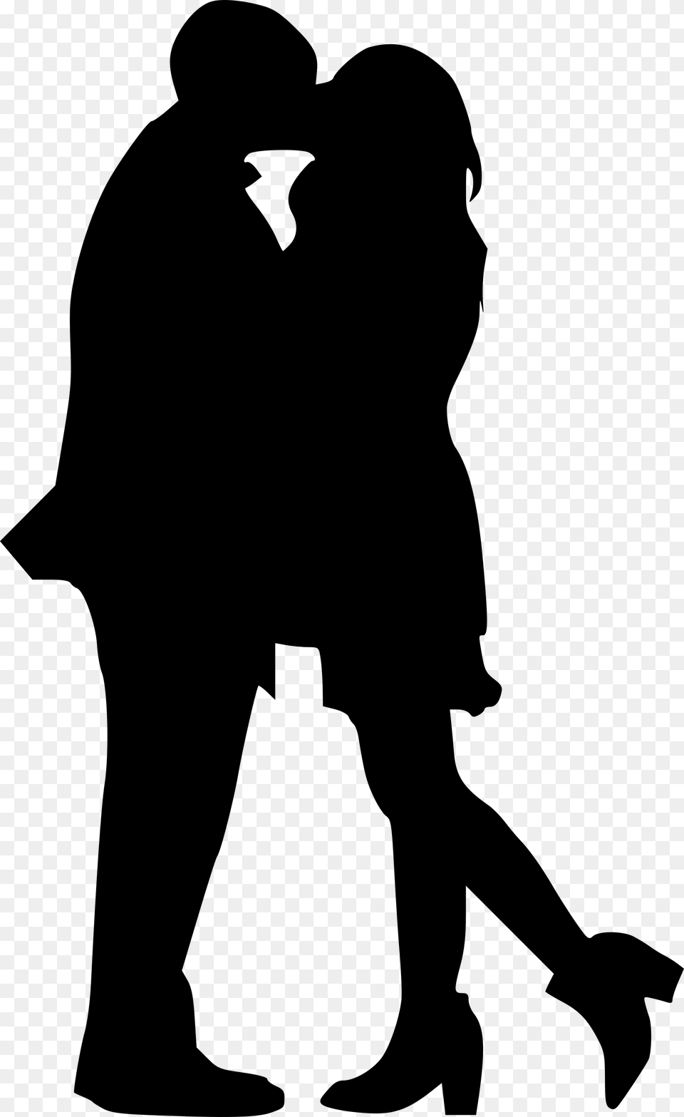 Couple Kissing Silhouette, Gray Free Png Download