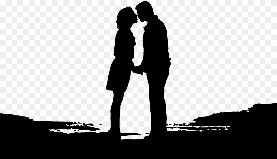 Couple Kissing Silhouette Love Kiss Man Woman Man And Woman Kissing Silhouette, Gray Free Transparent Png