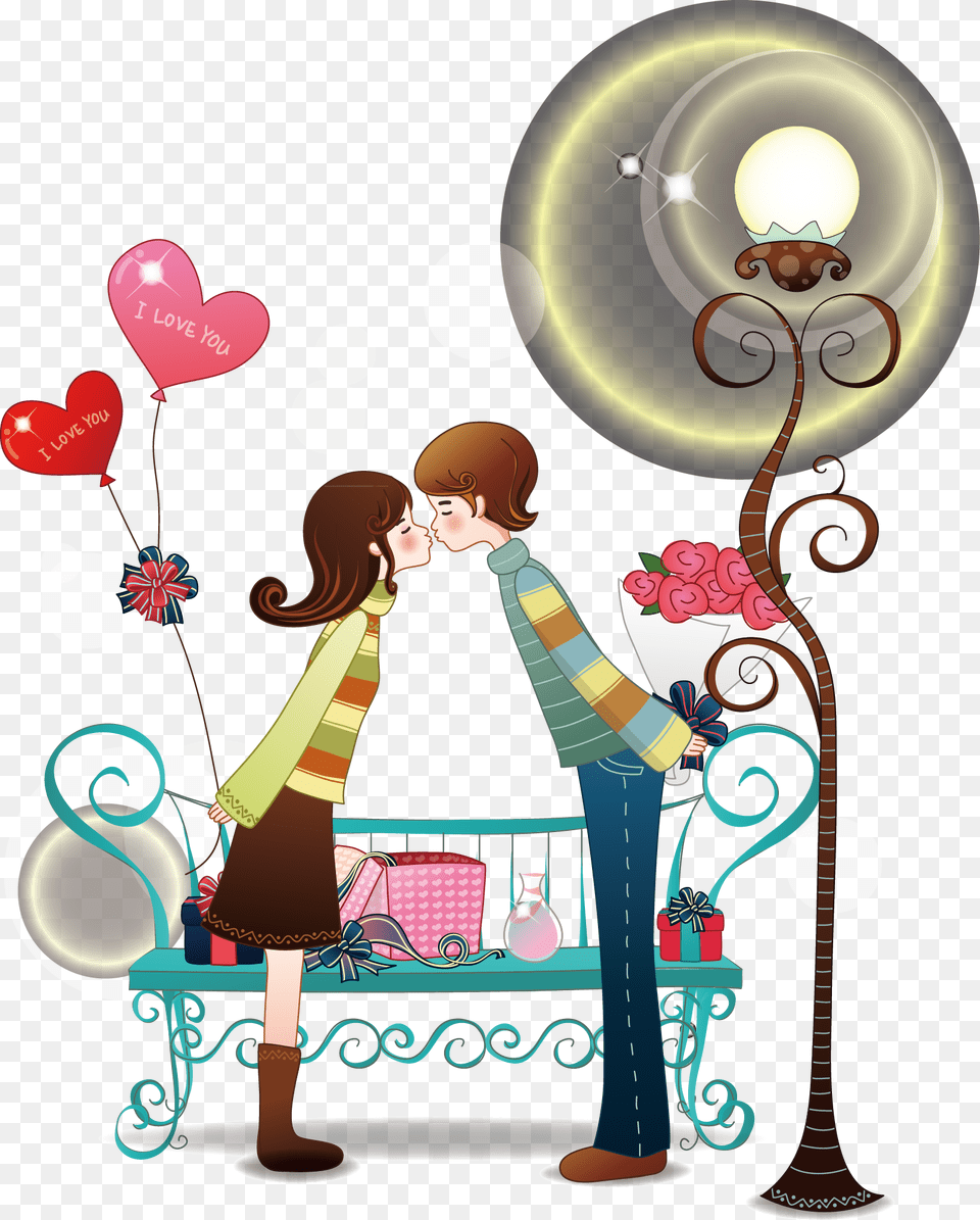 Couple Love Cartoon High Quality Clipart Happy Anniversary To Our Best Friends, Furniture, Person, Adult, Female Png Image