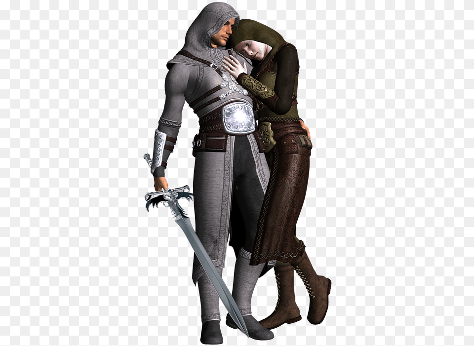 Couple Medieval Love Fantasy Armor Woman Man Human Female Warrior Dnd, Weapon, Sword, Adult, Person Png Image