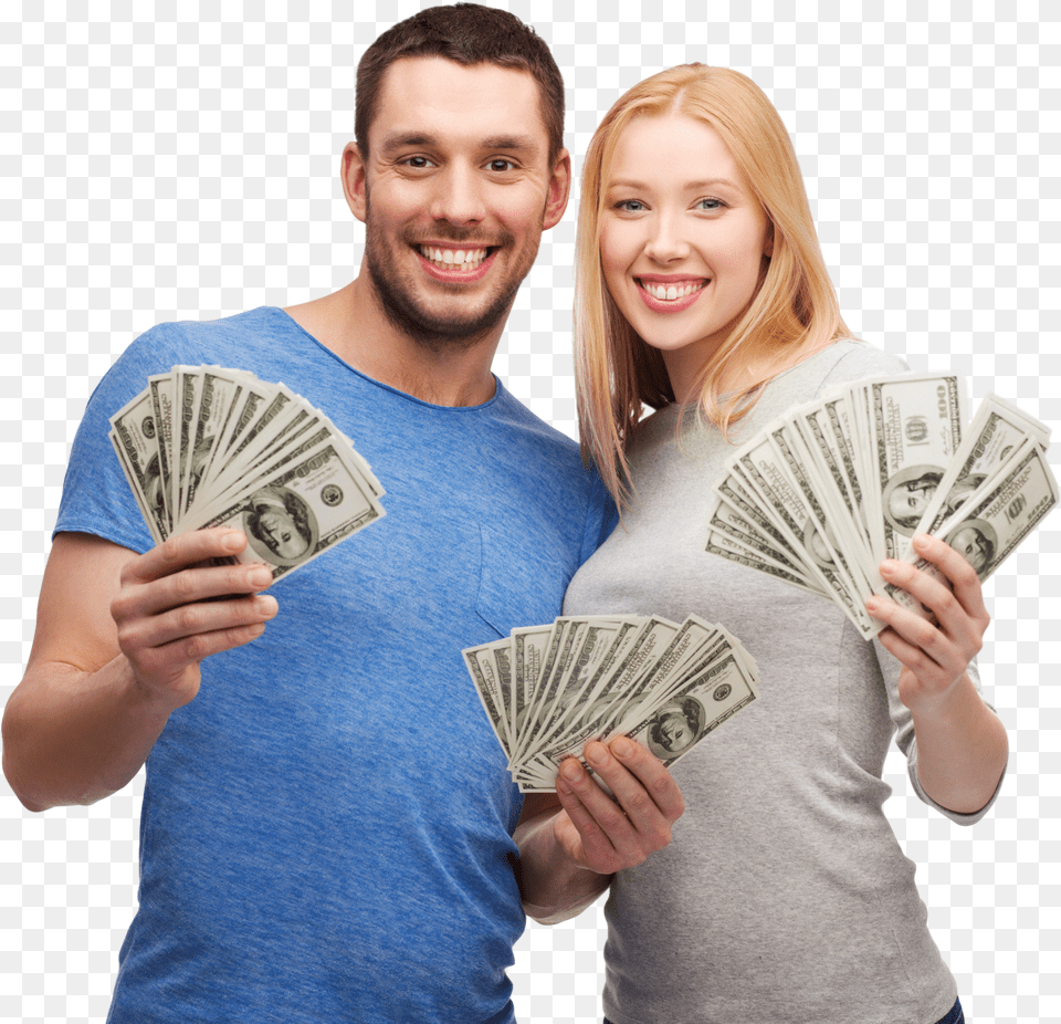 Couple Money Fan Omg I Won The Florida Lottery, Adult, Person, Woman, Female Png