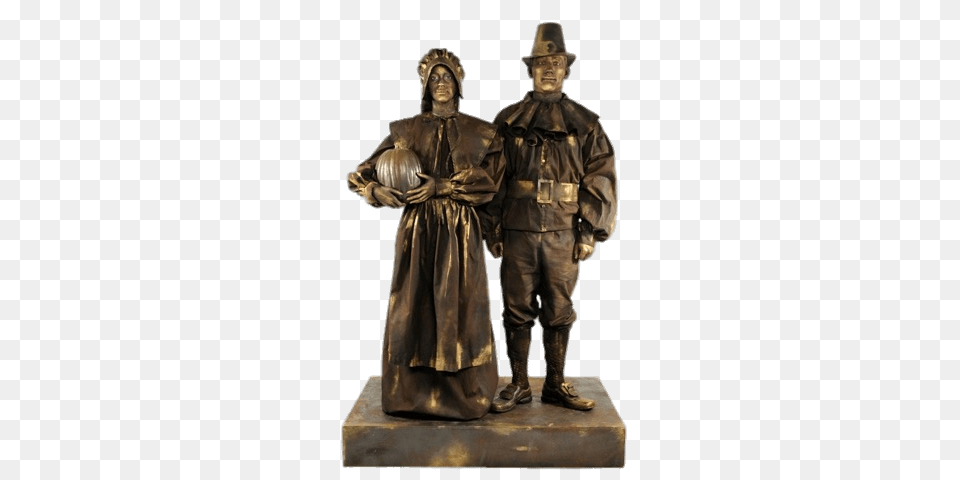 Couple Of Pilgrims, Bronze, Clothing, Coat, Adult Free Png