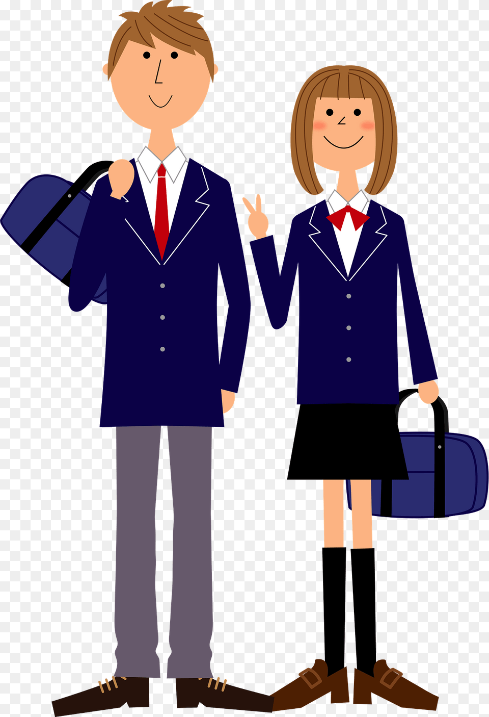 Couple Of Students Clipart, Clothing, Coat, Person, Male Free Transparent Png