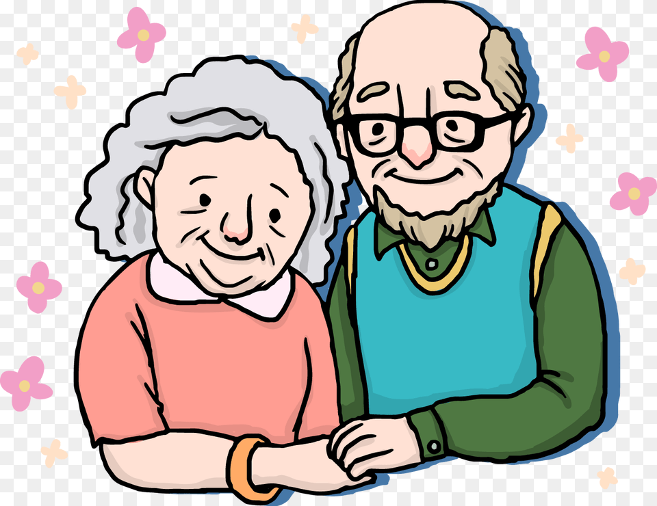 Couple Old Age Drawing Cartoon Old Couple Cartoon, Baby, Person, Face, Head Free Png Download