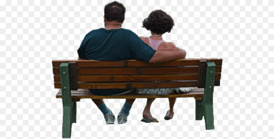 Couple On A Bench Hind View Couple On Bench Transparent, Furniture, Adult, Male, Man Free Png