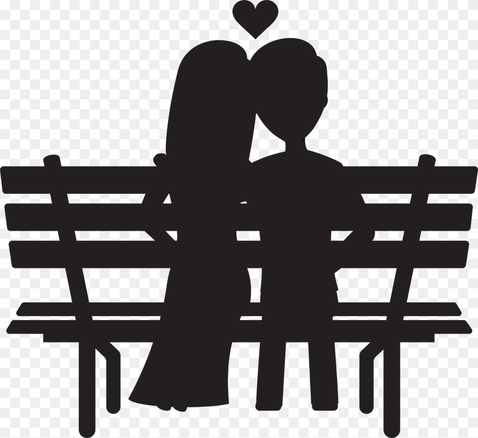 Couple On Bench Silhouettes Image Clipart, Furniture, Person, Romantic Free Transparent Png