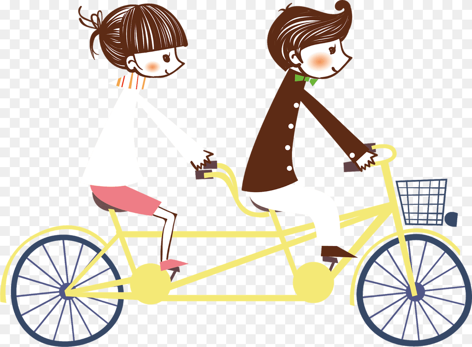 Couple On Bicycle, Tandem Bicycle, Transportation, Vehicle, Machine Free Png