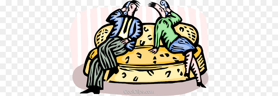 Couple On The Couch Talking On The Phone Royalty Vector Clip, Furniture, Clothing, Coat, Baby Free Png