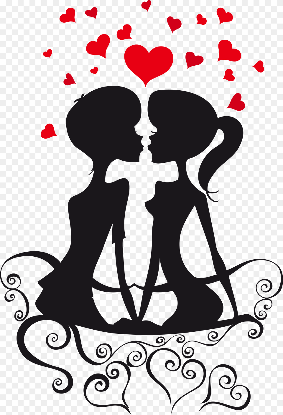 Couple Pic In Black Shadow, Heart, Person Free Png Download