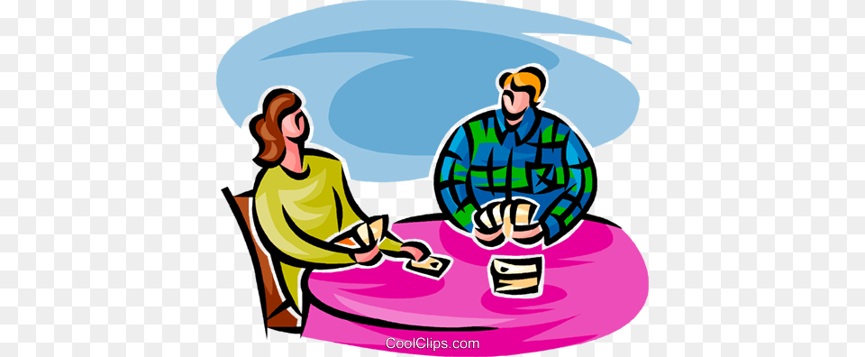 Couple Playing Cards Royalty Vector Clip Art Illustration, Adult, Person, Man, Male Free Png Download