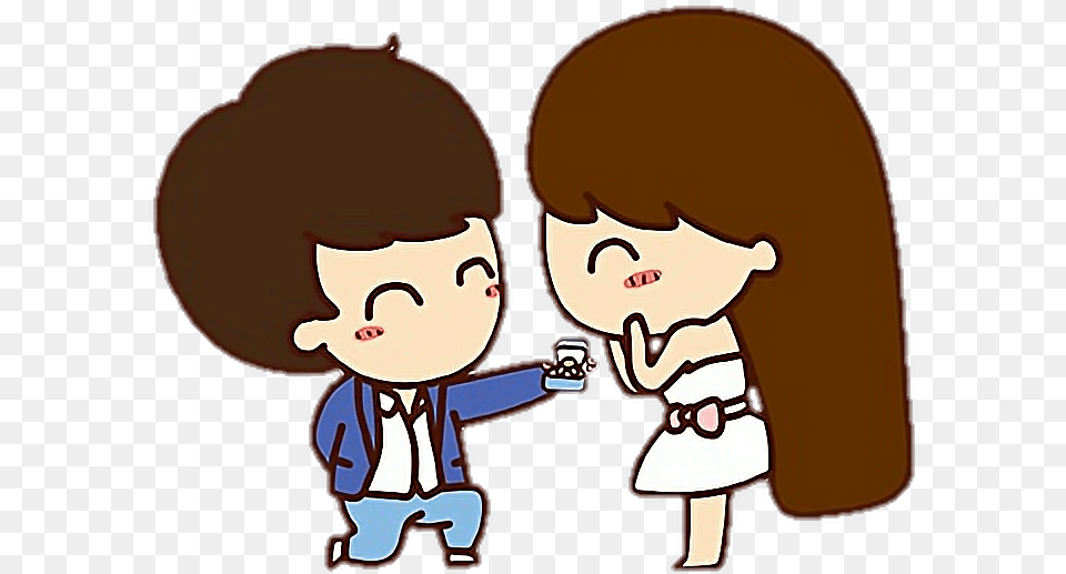 Couple Propose Love Cute Ftestickers Love, Book, Comics, Publication, Baby Free Transparent Png