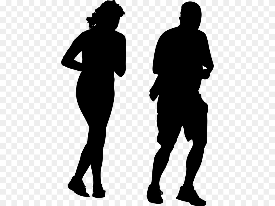 Couple Relationship Love Romance Husband Wife Jogging Silhouette, Gray Png Image