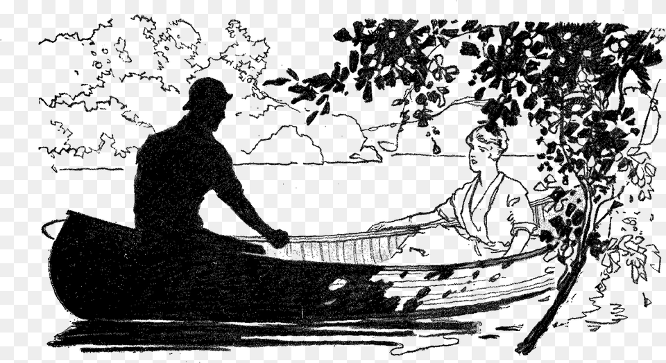 Couple Romantic Canoe Illustration Canoe Art Couple, Nature, Night, Outdoors Free Png