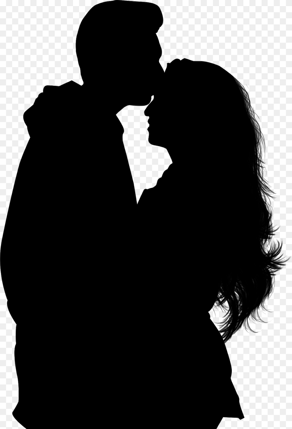 Couple Silhouette, Gray Free Png