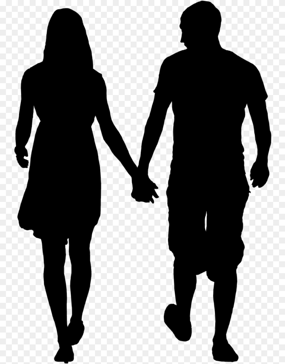 Couple Silhouette, Gray Png