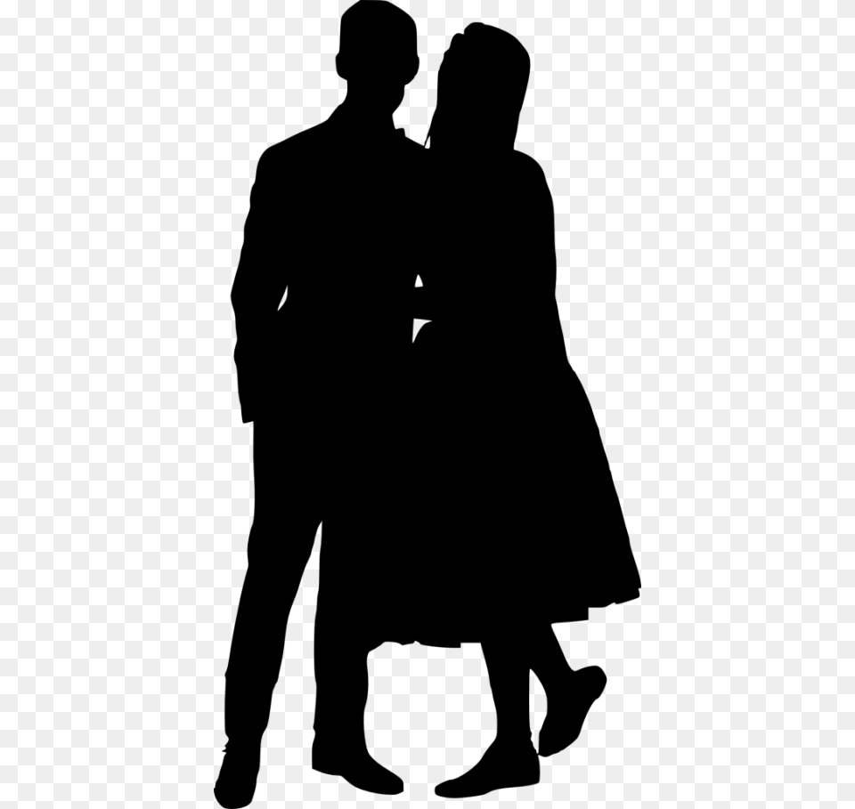 Couple Silhouette, Clothing, Coat, Person, Man Png Image