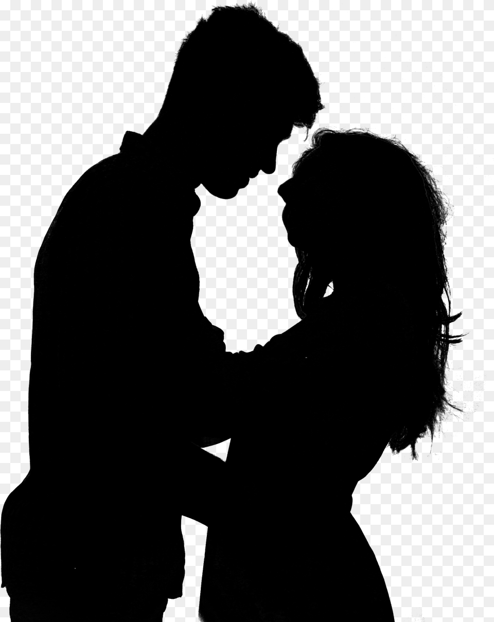 Couple Silhouette, Gray Free Png