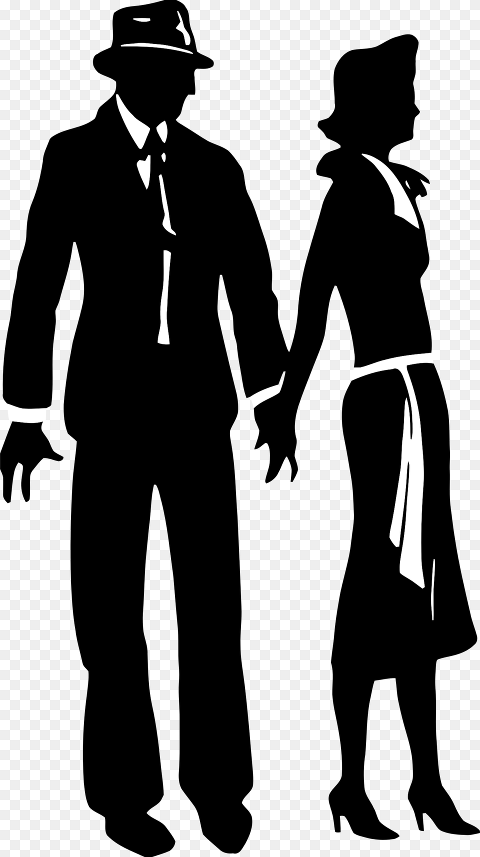 Couple Silhouette Clip Arts Theater Clipart Silhouette, Stencil, Accessories, Tie, Formal Wear Free Png