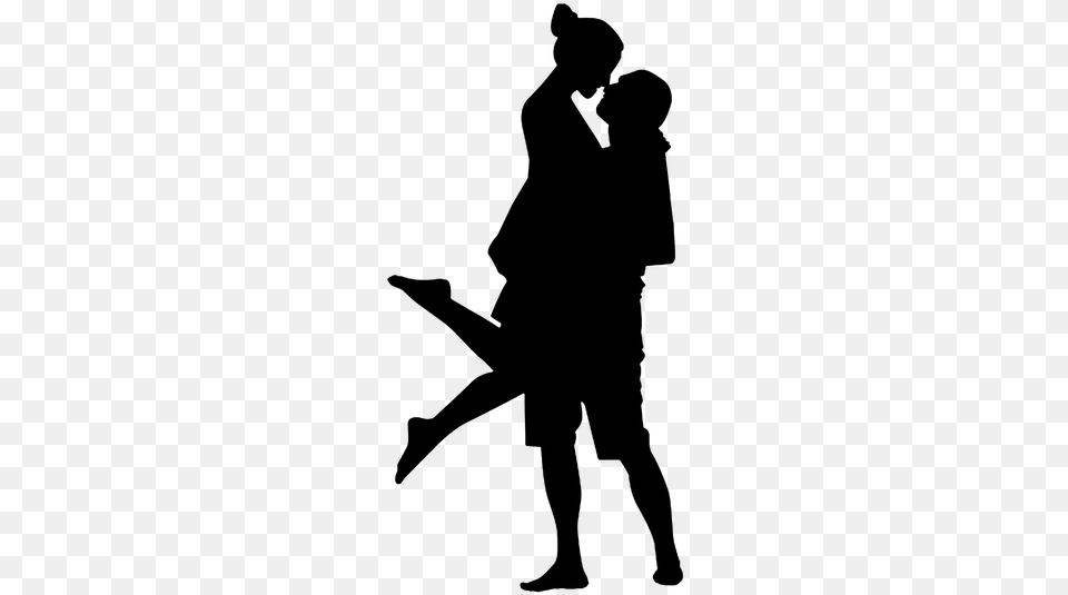 Couple Silhouette Love Romance Together Man Couple On The Beach, Gray Free Png Download