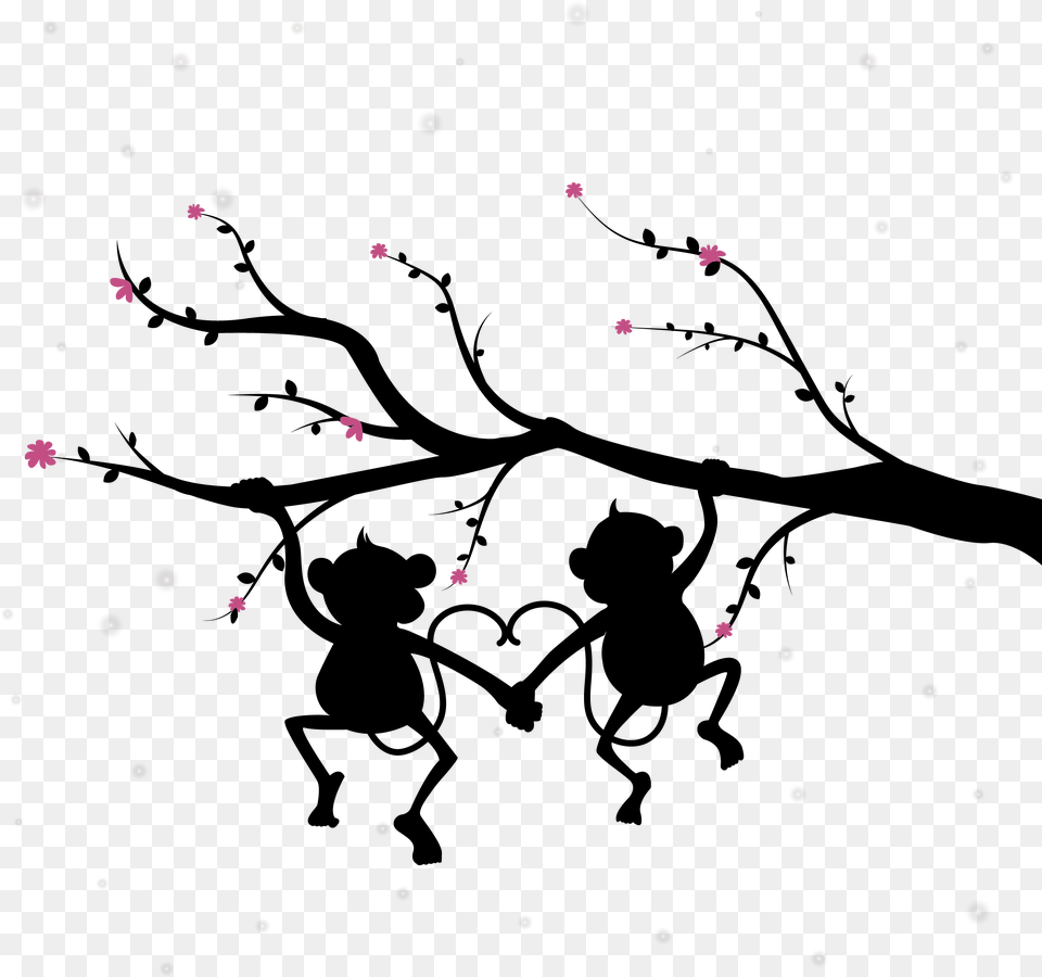 Couple Silhouette Monkey Monkey Silhouette, Paper, Astronomy, Outer Space, Nature Free Transparent Png