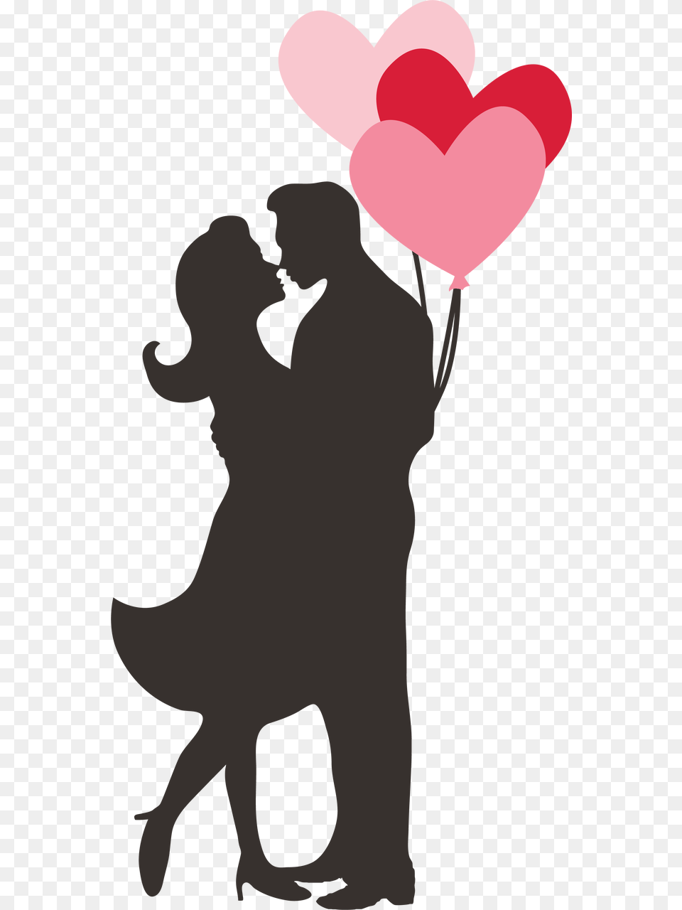 Couple Silhouette Svg Cut File Couple With Balloons Silhouette, Baby, Person, Heart, Romantic Free Png Download