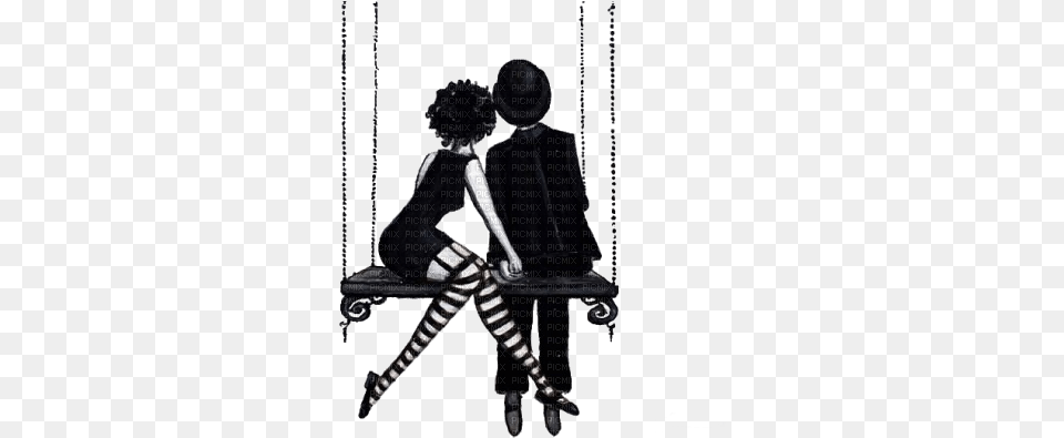 Couple Silhouette Swing Drawing, Person, Boy, Child, Male Free Png Download