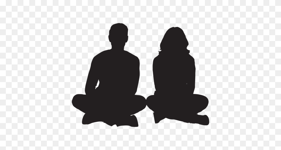 Couple Sitting On Ground Silhouette, Adult, Male, Man, Person Free Transparent Png