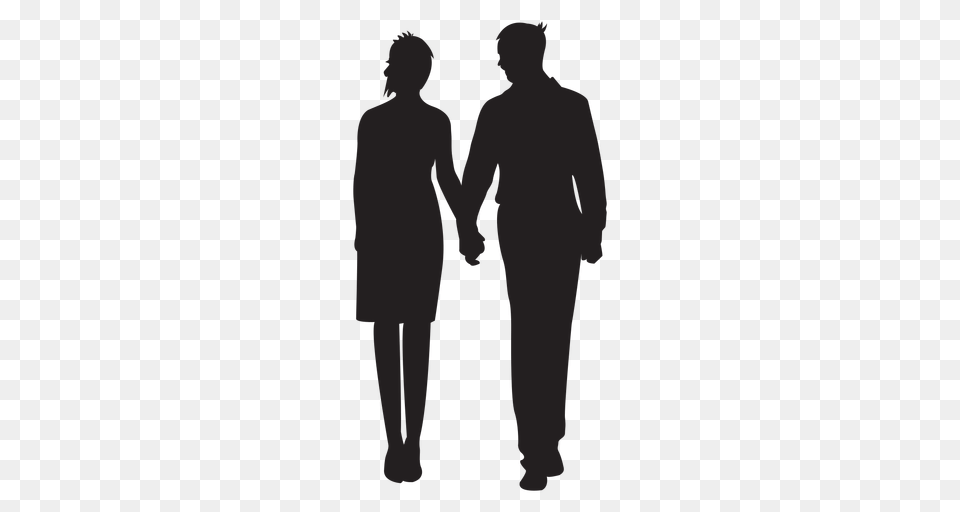 Couple Standing Holding Hands Silhouette, Adult, Male, Man, Person Free Png Download