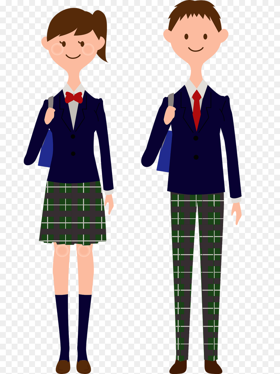 Couple Students Clipart, Skirt, Tartan, Clothing, Male Png Image