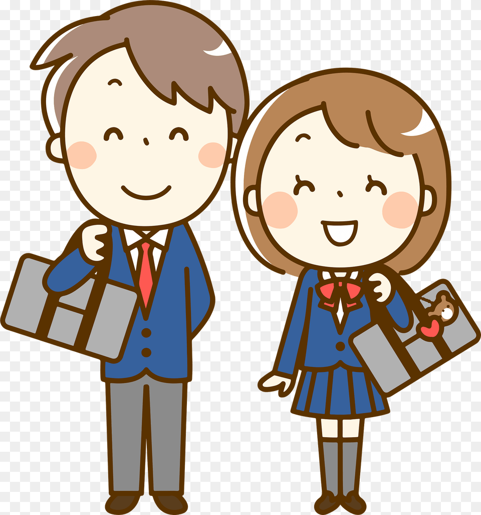 Couple Students Clipart, Book, Comics, Publication, Baby Free Png Download