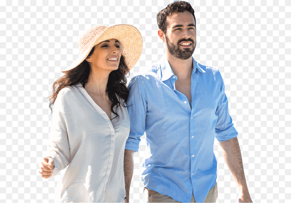 Couple Tourist, Adult, Sun Hat, Shirt, Person Png Image