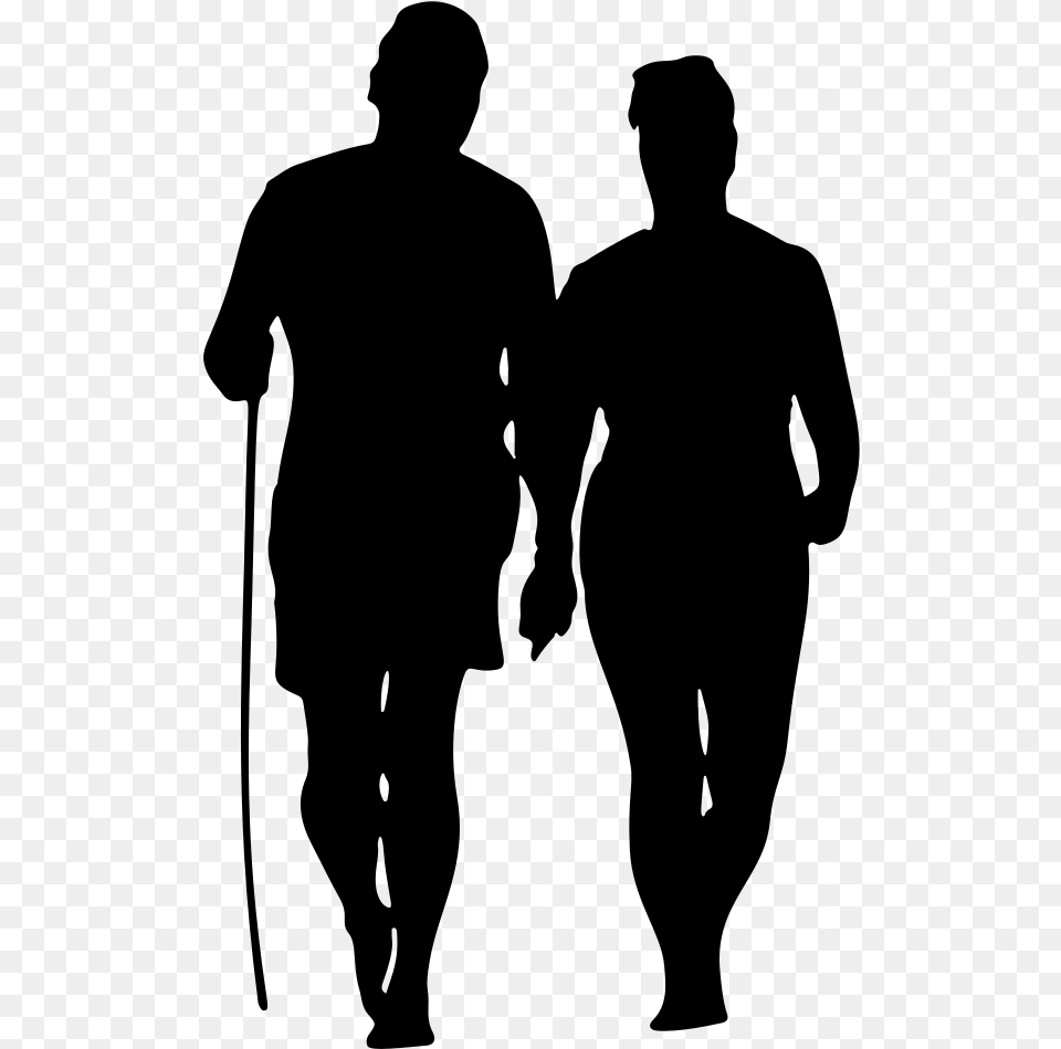 Couple Walking On Beach Silhouette, Gray Png