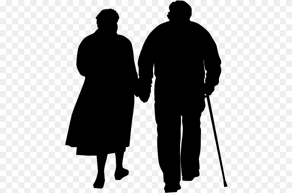 Couple Walking Silhouette, Gray Free Png