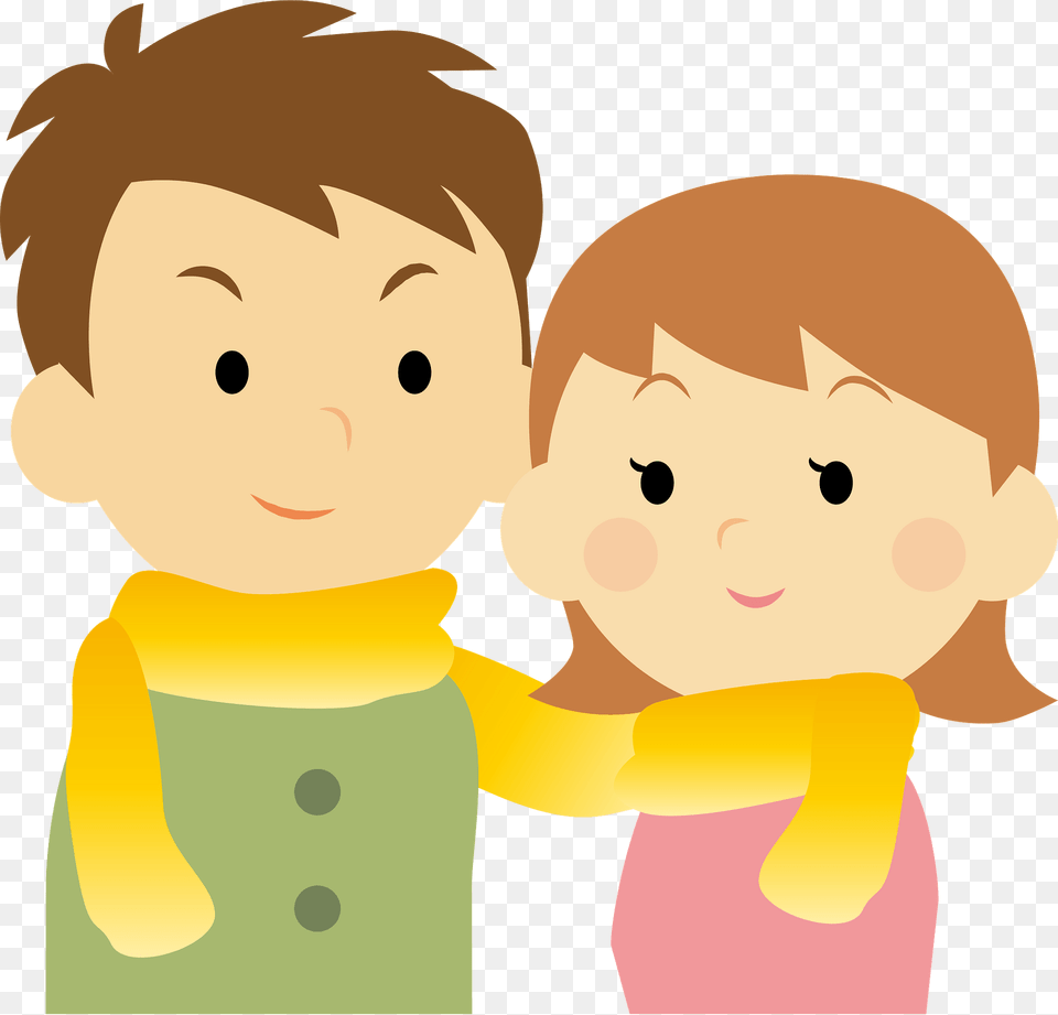 Couple Wearing Woolen Scarves Clipart, Baby, Face, Head, Person Png Image