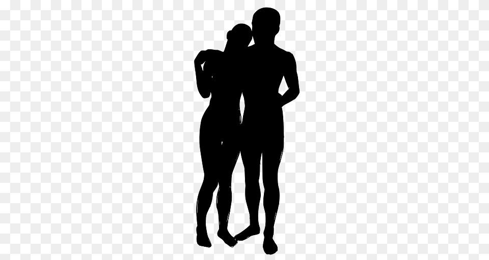 Couple With Arms Around Each Other, Silhouette, Adult, Male, Man Free Png