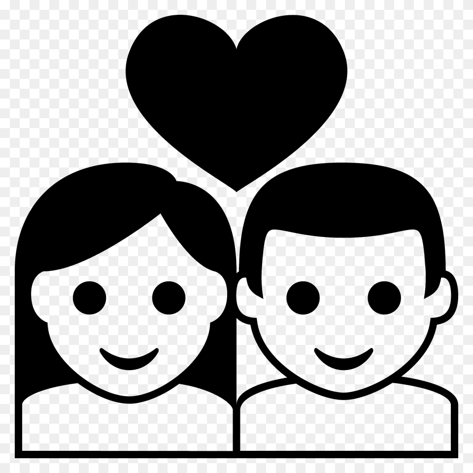 Couple With Heart Emoji Clipart, Stencil, Baby, Face, Head Png Image
