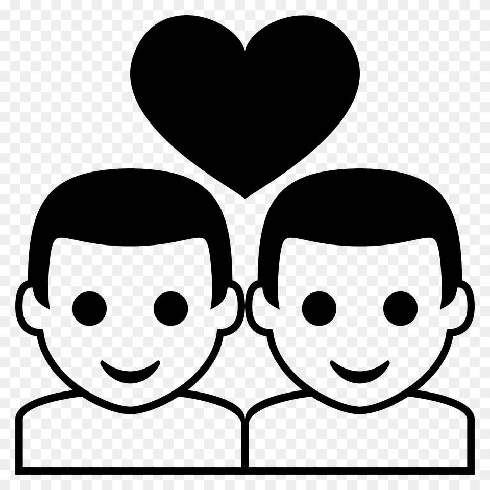 Couple With Heart Man Man Emoji Clipart, Face, Head, Person, Stencil Free Png
