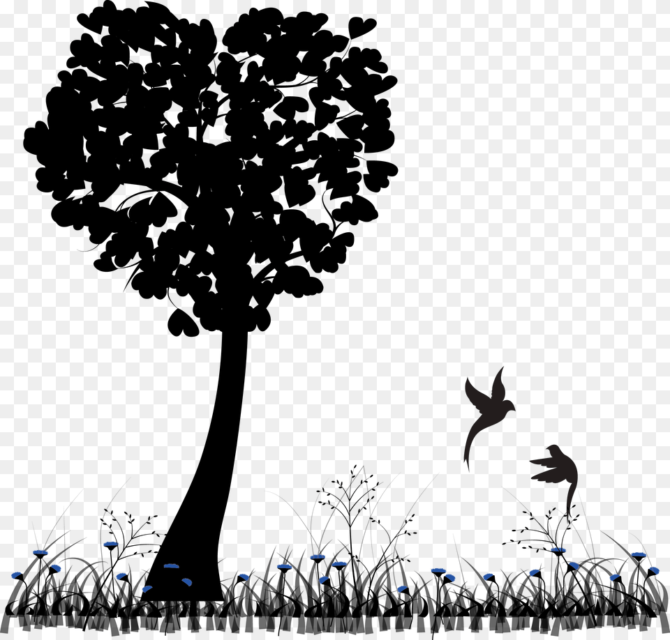 Couples Silhouette With Tree, Plant, Animal, Bird, Art Free Png