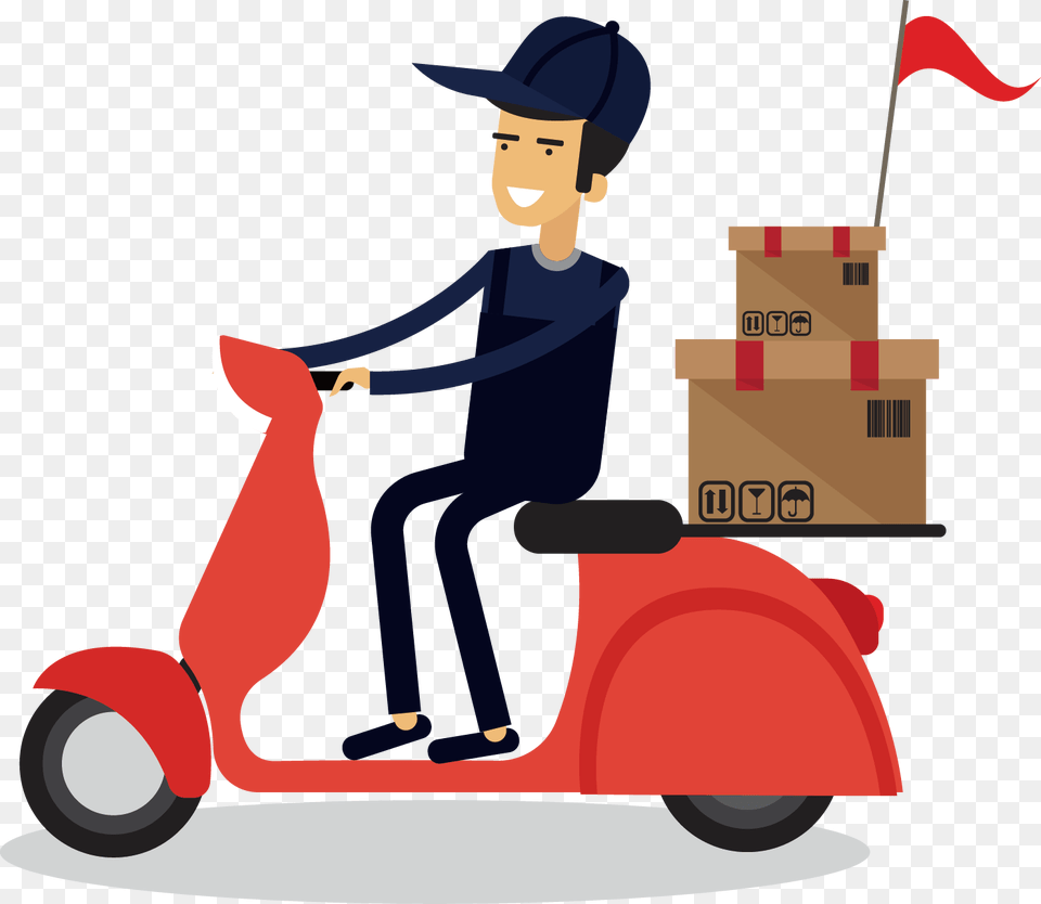 Courier Cartoon, Box, Package, Person, Package Delivery Free Transparent Png