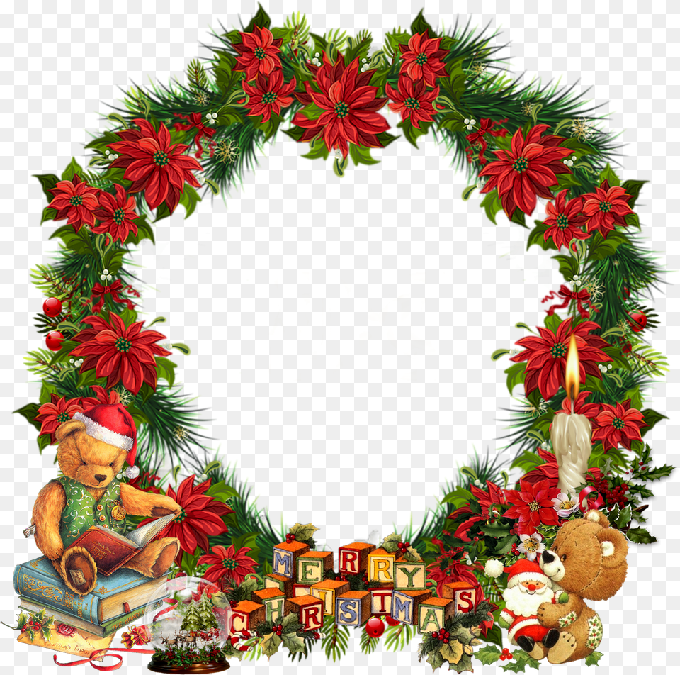 Couronne De Nol Luke And Lilly Beautiful Red Flower With Green Leaves, Baby, Person, Wreath, Teddy Bear Png
